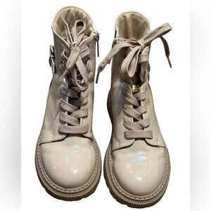 DKNY Girls Pink Metallic Combat Boots Size‎ 1 | Logo Streetwear Y2K